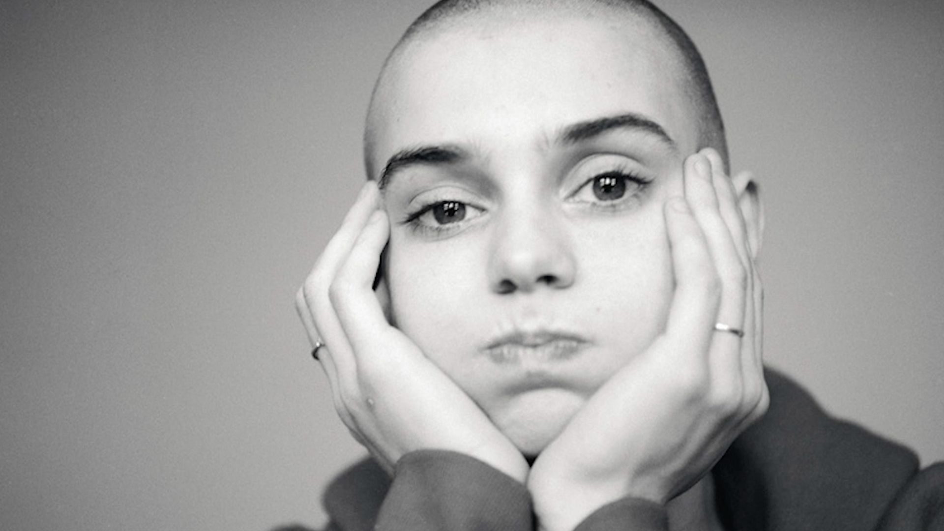 Sinead O'Connor close up staring down camera in documentary called Nothing Compares